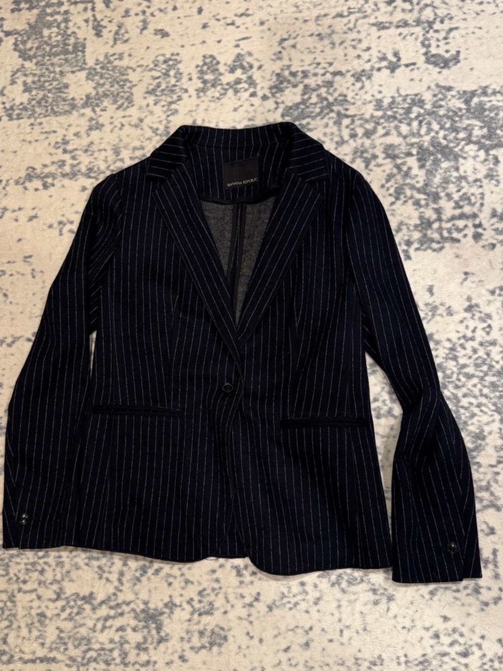 Banana Republic Navy Pinstripe Women's Blazer - Single-Button Notch Lapel